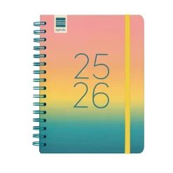 Finocam Agenda espiral cuarto Cosmo Iris 2025-2026 semana vista horizontal