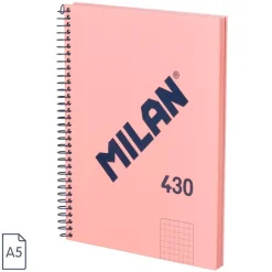 Milan Bloc A5 tapa dura cuadro 5x5mm 80 hojas rosa serie 1918