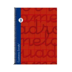 Lamela Bloc cuarto cuadrovía 3mm. 80 hojas tapa extra dura rojo