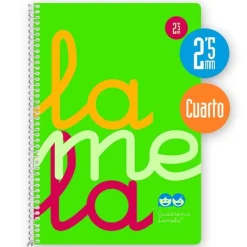 Lamela Bloc cuarto cuadrovía 2,5mm. 80 hojas verde flúor