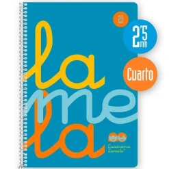 Lamela Bloc cuarto cuadrovía 2,5mm. 80 hojas tapa polipropileno flúor azul