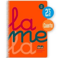 Lamela Bloc cuarto cuadrovía 2,5mm. 80 hojas tapa polipropileno naranja flúor