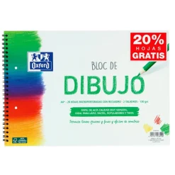 Oxford Bloc de dibujo A4 plus con recuadro 2 taladros 20 hojas 130gr.