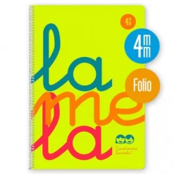 Lamela Bloc folio cuadrovía 4mm. 80 hojas tapa polipropileno amarillo flúor