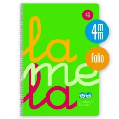 Lamela Bloc folio cuadrovía 4mm. 80 hojas tapa polipropileno verde flúor