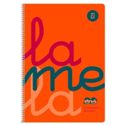 Lamela Bloc folio cuadrovía 2,5mm. 80 hojas folio tapa de polipropileno naranja flúor