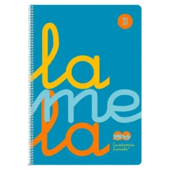 Lamela Bloc folio cuadrovía 3mm. 80 hojas tapa polipropileno azul flúor