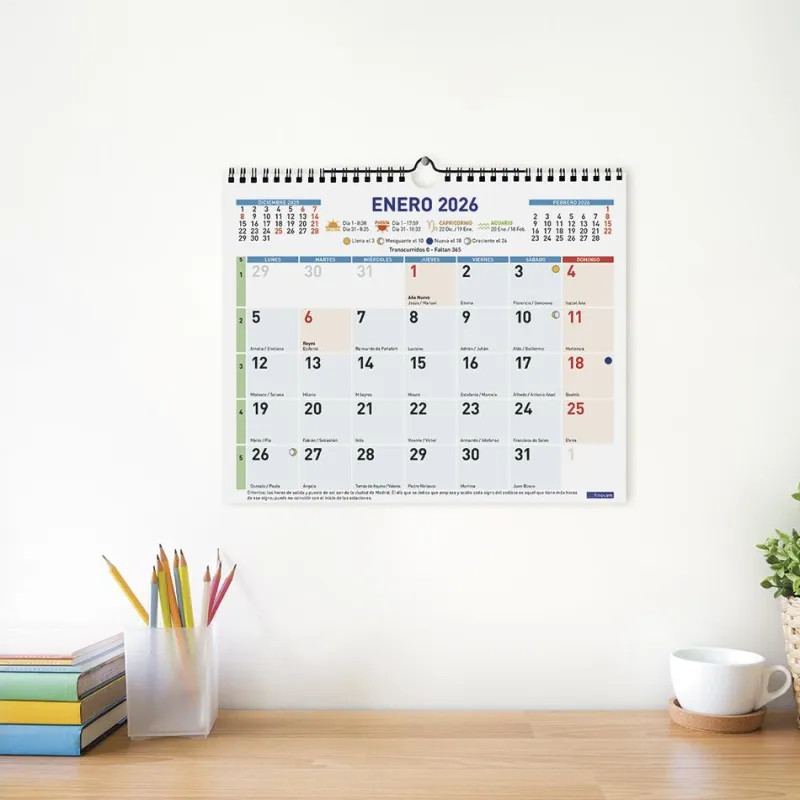Finocam Calendario pared color escribir M 2026