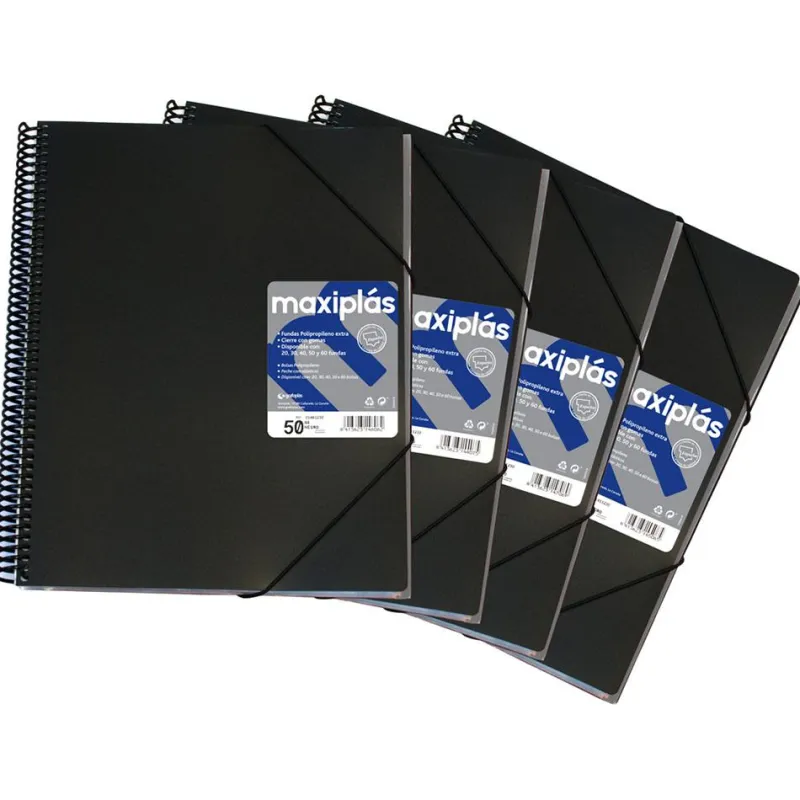 Grafoplas Carpeta A4 30 fundas color negro opaco Maxiplás