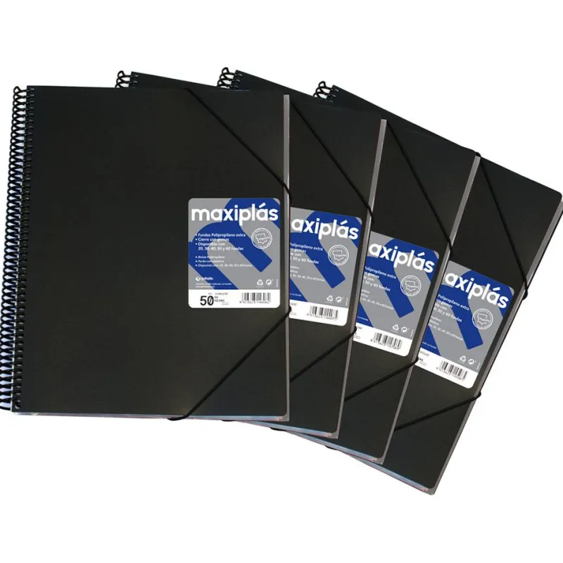 Grafoplas Carpeta A4 50 fundas color negro opaco Maxiplás