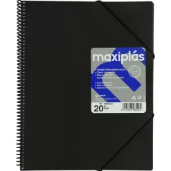 Grafoplas Carpeta A4 20 fundas color negro opaco Maxiplás