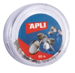 Apli Chinchetas niqueladas estuche 50 unidades, caja 16 estuches