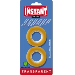 Instant Cinta adhesiva transparente 33x19mm. 2 unidades