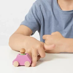 Lubulona Coche madera rosa Lubu con figura verde