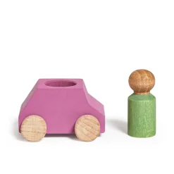 Lubulona Coche madera rosa Lubu con figura verde