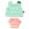 Miniland Conjunto vestido verde con pelele rosa 21cm