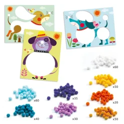 Djeco Crea con pompones Perros para acariciar