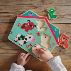 Djeco Encaje con sonido granja de madera