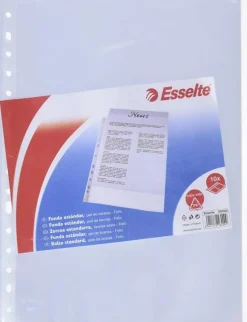 Esselte Funda tamaño folio transparente con multitaladro 10 unidades