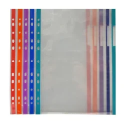 Fraga Funda transparente tamaño A4 con multitaladro y borde de colores 10 unidades
