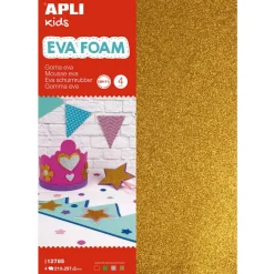Apli Goma eva con purpurina 21x30cm. 4 láminas de colores