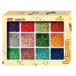 Hama Midi: DYI 9600 perlas con bandejas almacenamiento colores surtidos