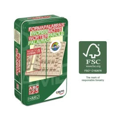 Cayro Juego de mesa Forma palabras madera en caja metal