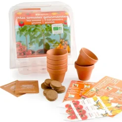 Radis et capucine Kit de cultivo 6 mini macetas tomates bio.