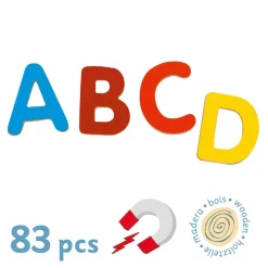 Djeco Letras magnéticas mayúsculas de madera 83 piezas