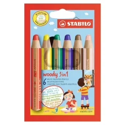Stabilo Lápiz grueso multifunción 6 colores Woody 3 en 1