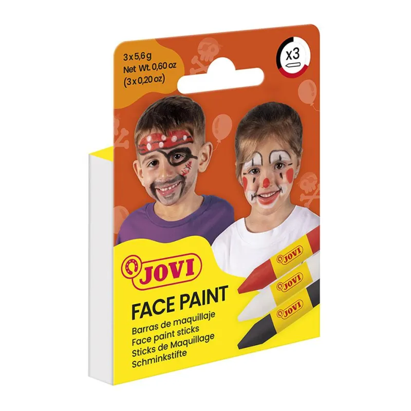 Jovi Maquillaje barra 3 colores: rojo, negro, blanco