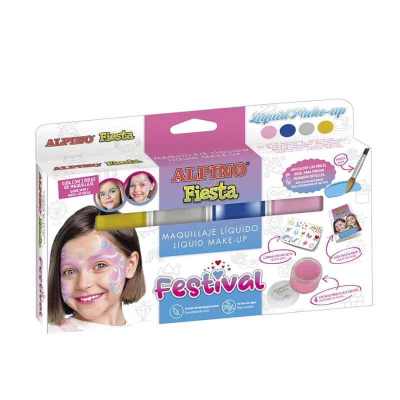 Alpino Maquillaje líquido 4 colores con pincel Festival
