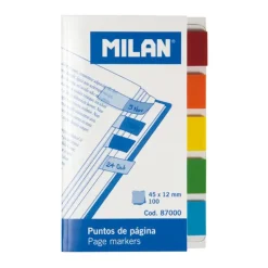 Milan Marcapáginas adhesivos transparentes con punta de color 100 unidades