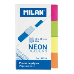 Milan Marcapáginas adhesivos 50x20mm 4 colores neón 160 hojas