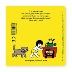 Niña, gato, agua, pato