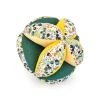 Doudou et Compagnie Pelota sensorial sonajero tela floral tonos amarillos y verdes 15cm