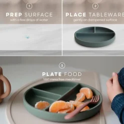 Mushie Plato de silicona con ventosa y 3 compartimentos