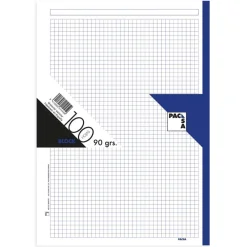 Pacsa Recambio A4 cuadro 5mm. 100 hojas 4 taladros borde azul