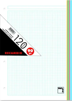 Pacsa Recambio A4 cuadro 5mm. 4 taladros 120 hojas