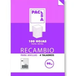 Pacsa Recambio A4 milimetrado 100 hojas 4 taladros