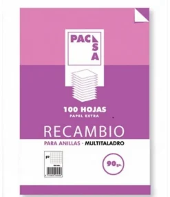 Pacsa Recambio A4 pauta 2,5 mm. 100h hojas 4 taladros