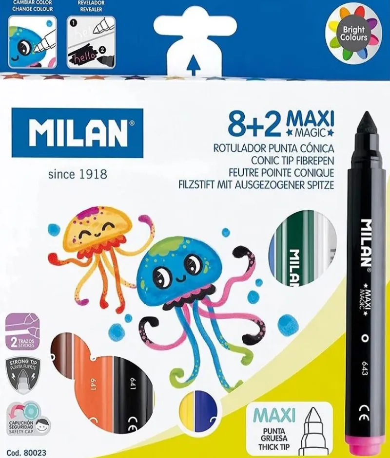 Milan Rotulador 8 colores y 2 rotuladores mágicos