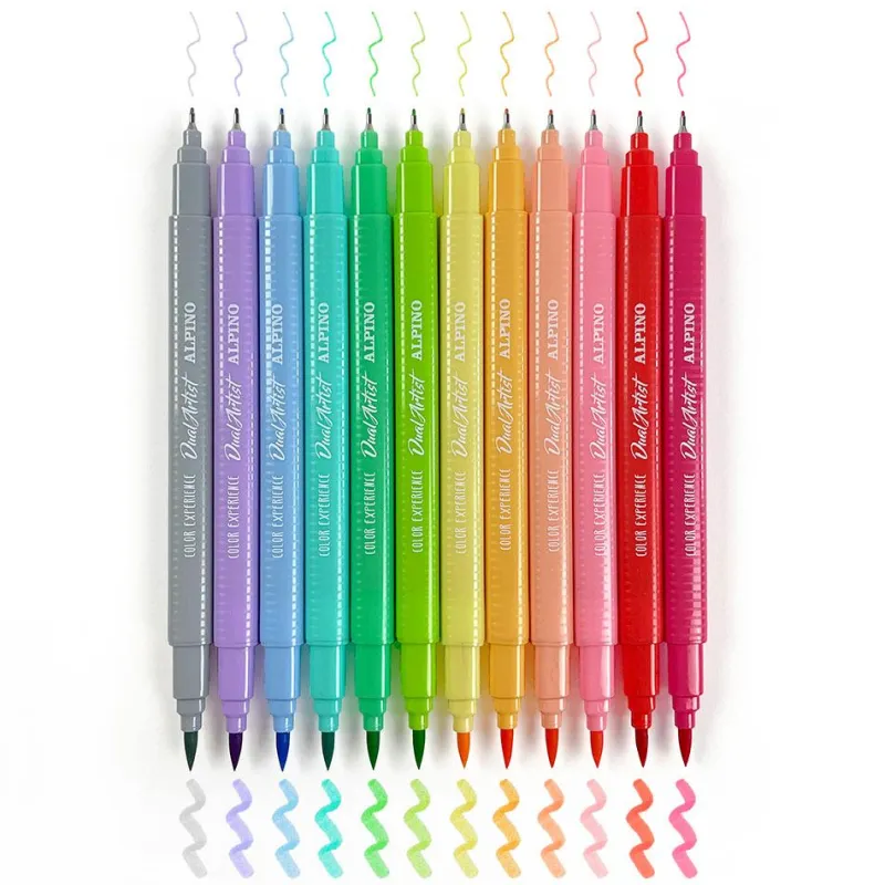 Alpino Rotulador 12 colores pastel Dual Artist