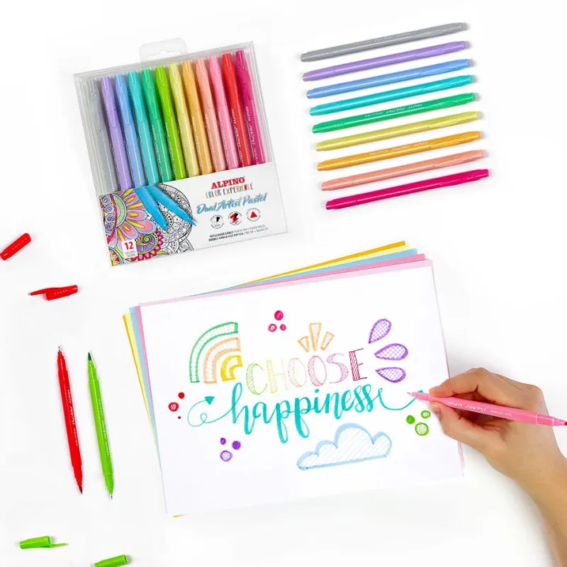 Alpino Rotulador 12 colores pastel Dual Artist