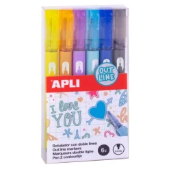 Apli Rotulador doble línea 6 colores
