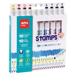 Apli Rotulador doble punta 10 colores Color and Stamp