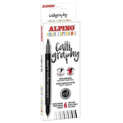 Alpino Rotulador doble punta para caligrafía: 6 unidades en tonos grises y negro
