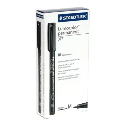 Staedtler Rotulador Lumocolor negro punta media caja de 10 unidades