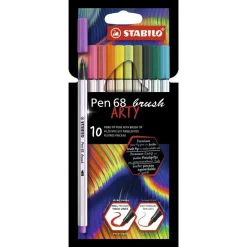 Stabilo Rotulador punta pincel 10 colores Pen 68 brush Arty