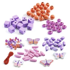 Djeco Set 450 abalorios madera mariposas